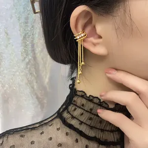 <span class=keywords><strong>Orecchini</strong></span> a Clip Coreani alla Moda con Nappine per Ragazze e Donne, Colore <span class=keywords><strong>Argento</strong></span> con Zirconi, Senza Foro, Gioielli per Cartilagine LAMOON - Product Image 6