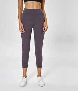 Excelente calidad de deporte cómodo alta cintura de Yoga Fitness de alta elástico No-sensación de gimnasio Capri con bolsillo - Product Image 1