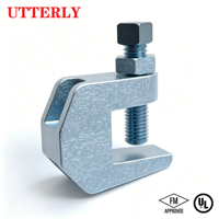 Pince de fixation robuste UTT BC2 en acier au carbone et fonte ductile galvanisée noire, homologuée FM UL pour les conduites anti-incendie et le soutien structurel
