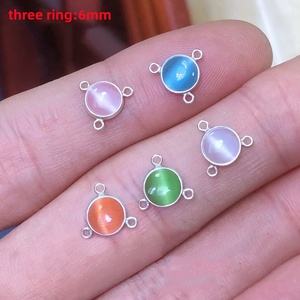 จี้หินสังเคราะห์รูปแมวโอปอลหลากสีตัวเรือนเงินสเตอริ S925วินเทจพร้อมจี้เชื่อมต่อกับ1/<span class=keywords><strong>2</strong></span>ลูปสำหรับแมวหลากสีขนาด6มม. - Product Image 2