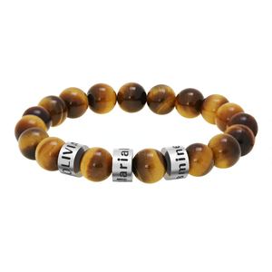 <b>Mens</b> Logo Laser Custom Spacers Beaded <b>Bracelets</b> Tiger Eye <b>Bracelet</b> Matte Lava Rock Volcanic Stone <b>Beads</b> for <b>Men</b> Stretch <b>Bracelet</b> - Product Image 1