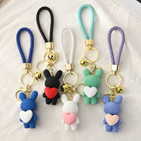 Vente en gros Love Bear PVC porte-clés mignon ours 3D résine dessin animé porte-clés sac breloque Couple cadeau Animal ours porte-clés