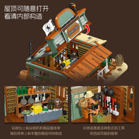 Le magasin d'alimentation Western Cowboy, modèle 89144, briques de construction, blocs de construction, cadeau de Noël, 1827+ pièces/ensemble, y compris les lumières LED