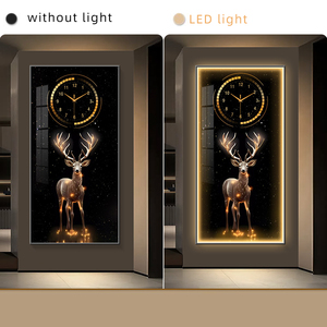 <span class=keywords><strong>Quadro</strong></span> di Lusso in Porcellana con Cristalli e Luce LED, Orologio con <span class=keywords><strong>Cervo</strong></span> in Strass per Soggiorno, Camera da Letto e Arredamento Casa - Product Image 5