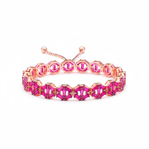 Octagon Design Baguette Cut Ruby CZ Stone <b>Adjustable</b> Tennis <b>Bracelet</b> Wholesale Handmade Turkish 925 Sterling <b>Silver</b> - Product Image 2