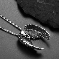 Pendentif de mode en acier inoxydable 316L, résistant à l'eau et inaltérable, plaqué or 14k 18k, avec zircon, motif aile d'ange pour homme