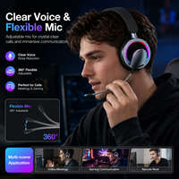 Casque sans fil ANC ultra-léger 255g, respirant, pour le gaming, avec basses profondes, circum-auriculaire