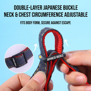 Cowboy Pet Denim Chest Harness Adjustable For Small Medium Large <b>Dogs</b> Walking Leash Set - Product Image 2