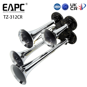 OE 312 trompeta 4 trompeta tren ruidoso camión bocina de aire coche camión barco tren autobús modificado 12V cuerno Metal cromado - Product Image 4