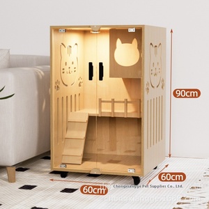 Massivholz-Katzenhaus für Innenbereiche, Universeller Haustierschrank mit Freiraum für Alle Jahreszeiten – Premium Katzenvilla - Product Image 3