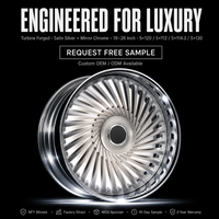 Jantes concaves forgées à turbine 19 20 22 24 26 pouces, finition chrome argent satiné, entraxes 5x120 5x112 5x114.3 5x130, déport ET15-50, moyeu personnalisé OEM