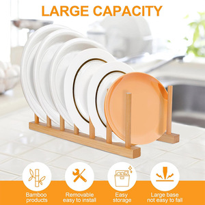 Wooden Display <b>Rack</b> Multi Purpose Portable Installation Free For <b>Plates</b> Cups Saucers Tea Cakes Bowls Storage Shelf - Product Image 4
