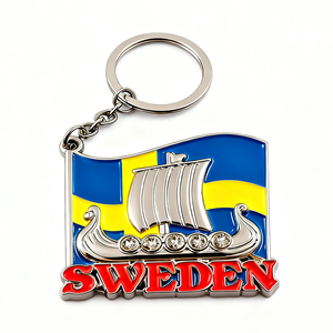Precio de fábrica personalizado Vintage Metal Suecia bandera vikingos caballo diseño recuerdo llavero Aleación de Zinc Suecia recuerdo llavero - Product Image 4