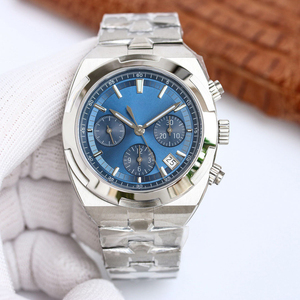 5500V High End Luxury Chronograph Mechanical <b>Watch</b> Men Premium Blue Dial Three Eyes <b>Watch</b> For Daily Wear - Product Image 1