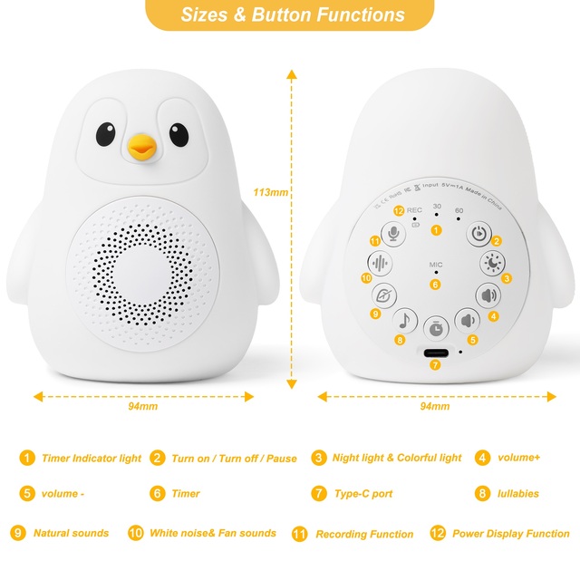 Shenzhen Maker Wholesale Customization White Noise Machine Baby Sound Machine Baby White Noise Baby Noise Machine Penguin