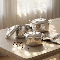 Set Peralatan Dapur Berkualitas Tinggi Kapasitas Besar 24cm 26cm 28cm Set Peralatan Masak Stainless Steel Panci Stok