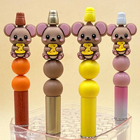 Manik-manik Silikon 3D Bentuk Hewan, Food Grade, Stereo Mouse, Manik-manik untuk Gigitan Bayi, DIY, Dapat Dihiasi, Gantungan Kunci, Gelang, Aksesoris