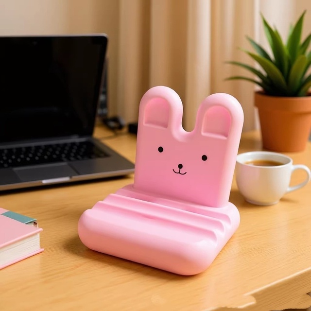Hot selling vinyl rabbit phone holder, internet famous creative chair desktop ornament gift holder, PVC rabbit holder