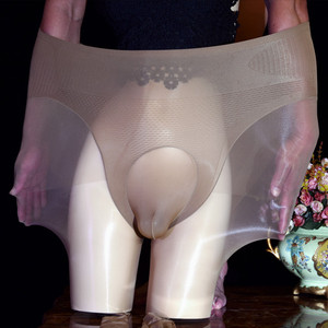 Collant Femme Brillant Opaque Long Cuissard Sans Couture Sexy Fin Motif Uni avec Texture Huileuse - Product Image 2