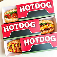 Boîtes jetables personnalisées de style tiroir, best-sellers, fabriquées en papier kraft recyclé, logos personnalisables, boîtes anti-graisse, boîte à hot-dogs