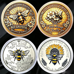 Medaglione <span class=keywords><strong>in</strong></span> Ferro Motivazionale Ape Reale, con messaggio 'Ape Positiva, Ape Onesta, Crede <span class=keywords><strong>in</strong></span> <span class=keywords><strong>Te</strong></span> Stesso', <span class=keywords><strong>in</strong></span> Stile Moneta d'Oro Antica, Souvenir, Gettone, Regalo - Product Image 2