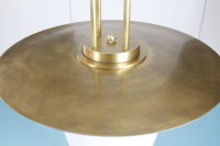 XZ Klare & Opalglas-Lampenschirme, Hoher Vertikaler Mehrstabiger Messingrahmen & Mehrschichtiges Scheibendesign, Handgeblasene Glas-Pendelleuchte