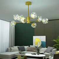 Lustre Suspendu LED Moderne de Luxe Léger 2022 en Fer et Verre, Réglable en Hauteur, Style Nordique, pour Restaurant et Salle à Manger, Modèle Baby's Breath Star