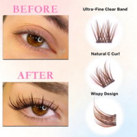 Nouvelle série de faux cils bruns à 10 rangées, sans colle, longueur mixte 10-16 mm, autocollants, vente en gros, logo personnalisé