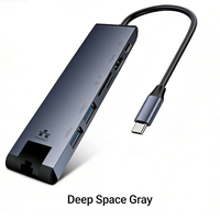 Expédition rapide, Hub USB C 7 en 1 avec RJ45 LAN Gigabit Ethernet, 4K HDMI, SD TF pour ordinateurs portables professionnels, périphériques informatiques, station d'accueil