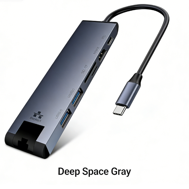 Fast Shipping 7 in 1 USB C Hub with RJ45 LAN Gigabit Ethernet 4K HDMI SD TF for Business Laptops Computer Peripheral Dock