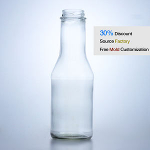 Bouteilles de boisson en verre vides de 350ml pour boissons jus de fruits 300ml café lait eau large bouche recyclable bouteille à fond mince avec couvercle - Product Image 1