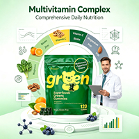 Gummies de superaliments verts à marque privée avec vitamines A, C, D, E, complexe B, K2, végétaliens, sans gluten pour l'immunité et la santé intestinale