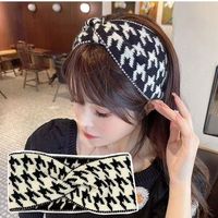 Bandeau tissé large vintage noué en tissu élastique, accessoires pour cheveux pour filles