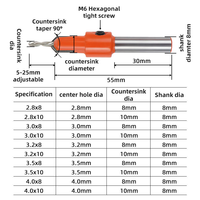 TCT Core Carbide Countersink Drill Bit Drill Bits Set With Quick Change Round Shank Screw Chamfer