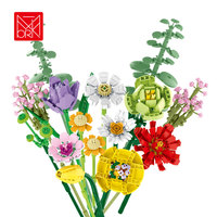 Blocs de construction floraux colorés XMORK Factory, 854 pièces, fausses fleurs en briques, cadeau pour la Saint-Valentin, la fête des mères, un anniversaire