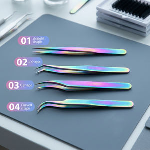 Rainbow Colors 4 Pieces Stainless Steel Professional Quality Handmade Eyelash Tweezers Set Customized Logo Zachary Industries - Product Image 3
