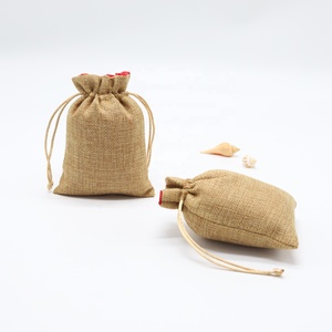 Sac en lin naturel écologique avec cordon de serrage, sac en toile de jute et chanvre pour emballage cadeau - Product Image 6