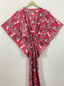 Drawstring Waist Floral Print Kaftan <b>Dress</b> for Women <b>Boho</b> Style <b>Long</b> <b>Dress</b> Relaxed Fit Gathered Casual Wear Outfit - Product Image 1