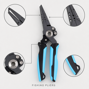 18.5cm Compound Action Vise-Grip Fishing Pliers Stainless Steel Heavy Duty Wire Cutters <b>Ring</b>-Opening Head <b>Split</b> <b>Ring</b> Tool - Product Image 2