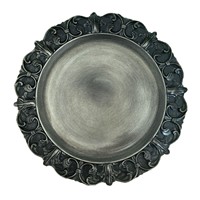 Assiettes de présentation noires en plastique de 13 pouces, style européen vintage, décorées, pour hôtels, mariages et réceptions
