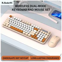 K-snake Wk300 Wireless Keyboard and Mouse Set Punk Keycap Mute with Volume Knob Computer Office Universal