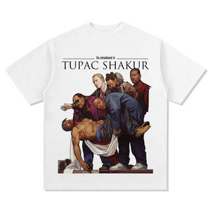 2Pac <span class=keywords><strong>Tupac</strong></span> ha sfangato la t-shirt Hip Hop stampata omaggio 100% cotone modello di carattere intrecciato europeo High Street americano - Product Image 3