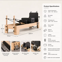 Ensemble d'équipement de Pilates portable en bois de qualité professionnelle avec Reformer, Table Trapèze, Chaise et Barres - Santé et Remodelage Corporel