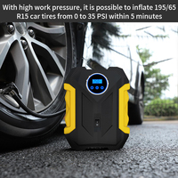 Compresseur d'air numérique portable 12V avec affichage numérique de la pression, adaptateurs de valve de buse, lumière LED