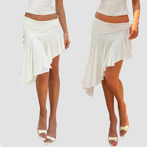 Jupe moulante asymétrique élégante à taille basse avec fente, flatteuse et polyvalente, avec doublure, mini-jupe basique - Product Image 1
