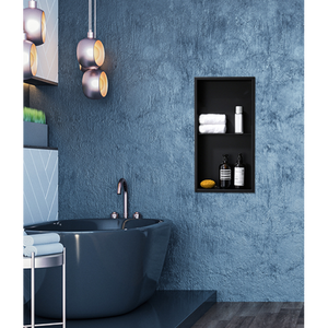 Nicho de Pared de Doble Capa Negro Mate Innovador, Nicho de Ducha Moderno Montado en la Esquina con Tira de LED Impermeable para Aplicaciones en Hoteles - Product Image 6