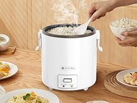 Marmite de cuisson lente multifonction solaire/électrique 300W, capacité 1,1-2L, pour 1-3 personnes, mini cuiseur à riz, avec tasse doseuse et cuve intérieure en céramique