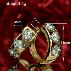 Vintage Rhombus Huggie Earrings for Women Minimalist Geometric Ear Cuff Daily Fashion Jewelry - Product Image 4