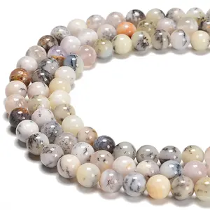 Opal beads 6 mm 8 mm 10 mm Round Opal Bead Strands Bracelet Necklace Natural Dendritic Opal Beads for Jewelry Making