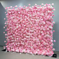 Panneau mural floral artificiel en soie rose 5D fait main pour mariage, fête de remise de diplôme, photographie